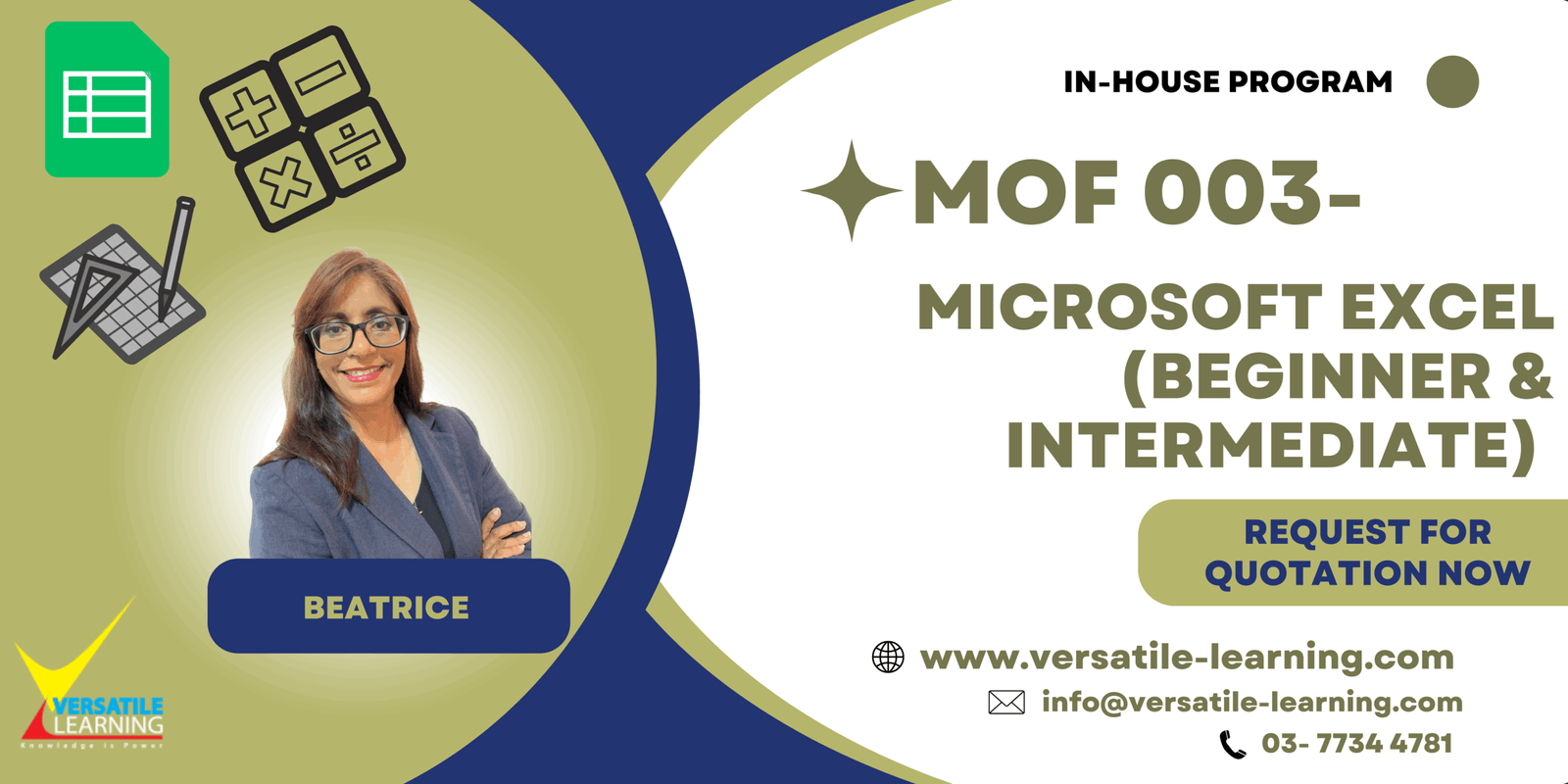 MOF 003 – Microsoft Excel (Beginner & Intermediate)